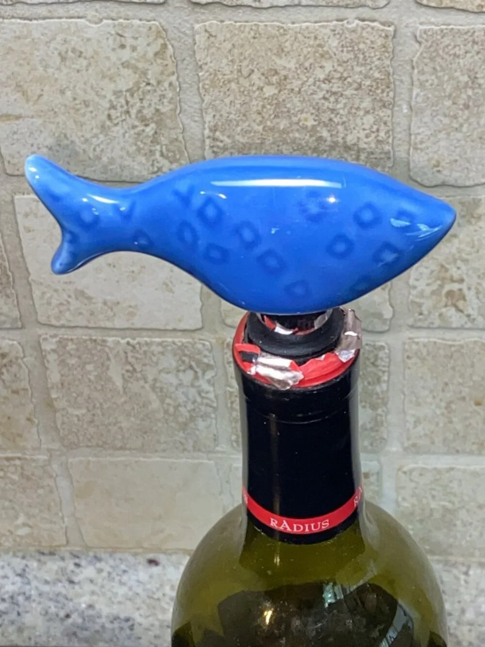 Adorable Blue Whale Wine Bottle Stoppers with Stainless Steel Posts, Qty 2